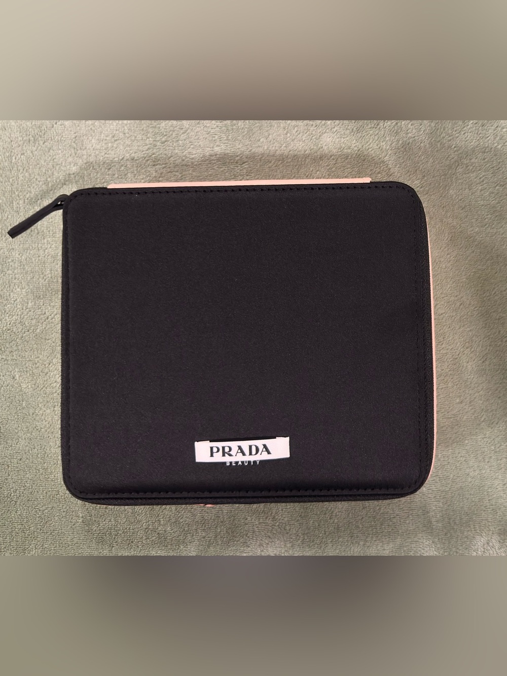 Prada Black Cosmetic Pouch with Pink Accent
